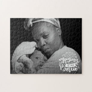 Mommy is My Bestie Photo Quote Lettering Overlay J Jigsaw Puzzle