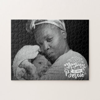 Mommy is My Bestie Photo Quote Lettering Overlay J Jigsaw Puzzle