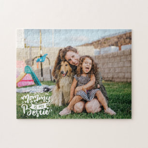 Mommy is My Bestie Photo Quote Lettering Overlay Jigsaw Puzzle