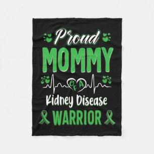 Mommy Kidney Disease Warrior Awareness Ribbon Gree Fleece Blanket