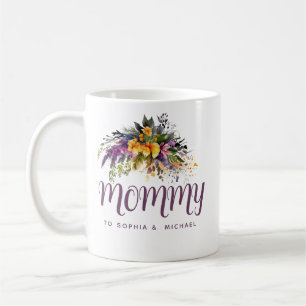 Mommy  Kids Names Floral Mother's Day Coffee Mug