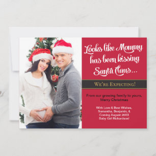 Mommy Kissing Christmas Pregnancy Announcement