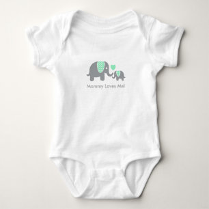 Mommy Loves Me Elephants Baby Bodysuit
