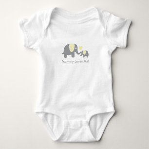 Mommy Loves Me Elephants Baby Bodysuit