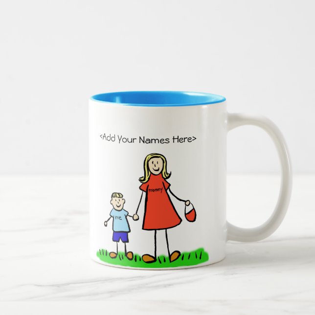 Mommy & Me - Blonde Little Boy Custom Mugs (Right)
