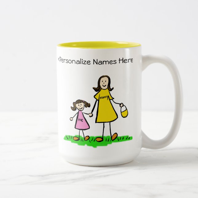 Mommy & Me Brunette Little Girl Custom Gift Mug (Right)