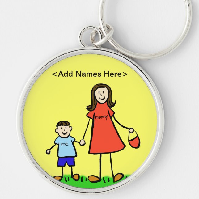 Mommy & Me Keychain (Brunette Customize Names) (Front)