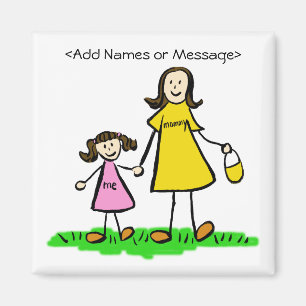Mommy & Me - Mother and Daughter Brunette Magnets