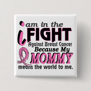 Mommy Means The World To Me Breast Cancer 2 Inch Square Button
