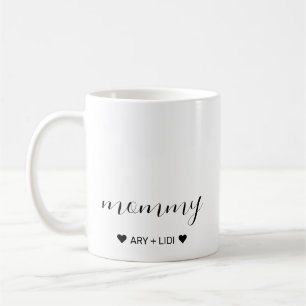 Mommy Modern Chic Script Kids Names Mothers Day Coffee Mug