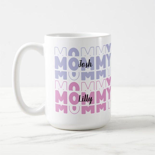 Mommy Modern Pastel Colour Custom Mother's Day Coffee Mug (Left)