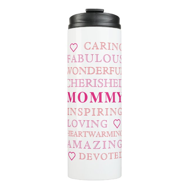 Mommy Modern Typography Family Photo Thermal Tumbler (Front)