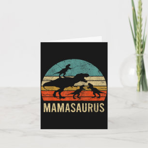 Mommy mom mama dinosaur funny 3 three kids card