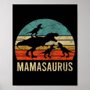 Mommy mom mama dinosaur funny 3 three kids poster