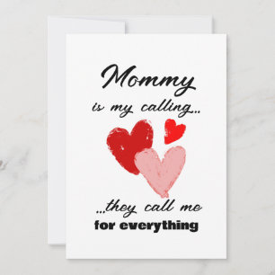Mommy Mothers Day Funny Quote Red Pink Hearts Card