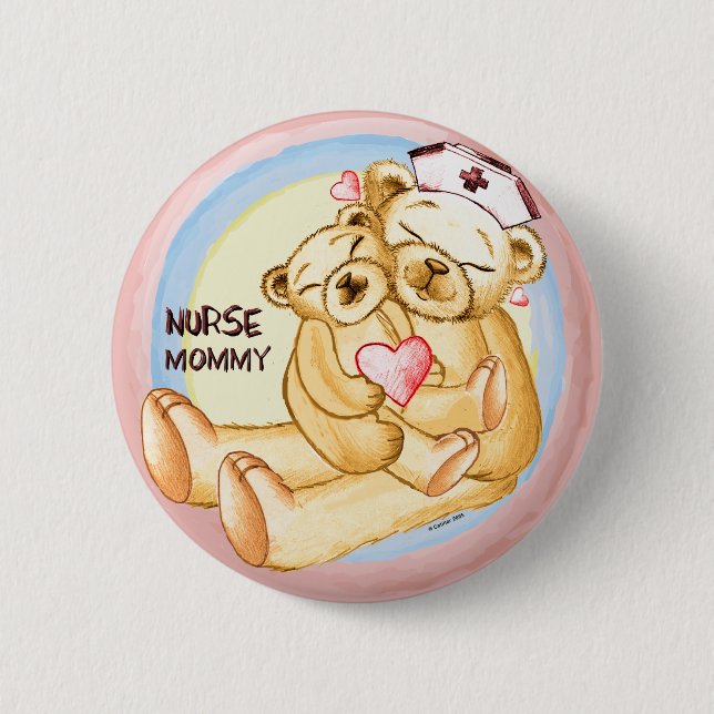 Mommy nurse  2 inch round button (Front)