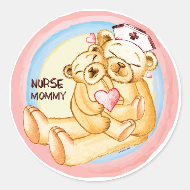 Mommy nurse  classic round sticker (Front)