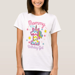 Mommy of First birthday Unicorn custom design T-Shirt