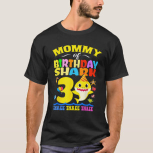Mommy Of Shark Birthday 3rd Matching Oufit Party F T-Shirt