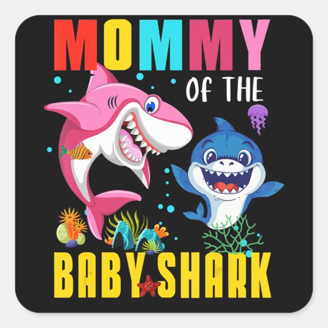 Mommy Of The Baby Shark Funny Gifts Square Sticker (Front)