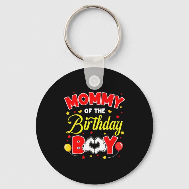 Mommy Of The Birthday Boy Matching Mom Son Family  Keychain (Front)