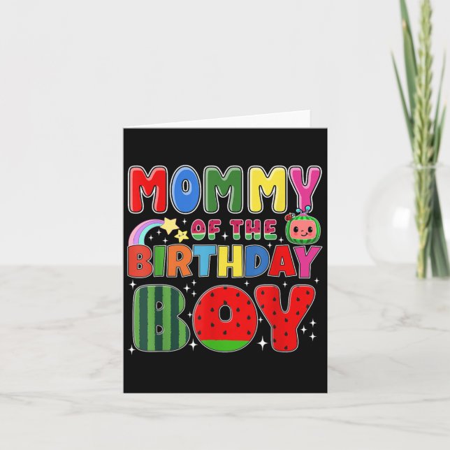 Mommy Of The Birthday Boy Melon Family Matching Fu Card (Front)