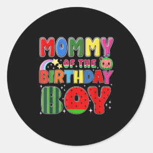 Mommy Of The Birthday Boy Melon Family Matching Fu Classic Round Sticker