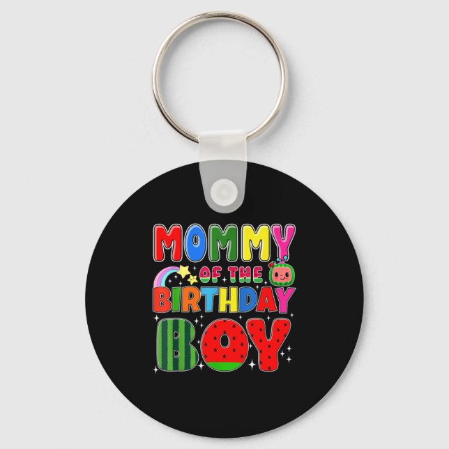 Mommy Of The Birthday Boy Melon Family Matching Fu Keychain (Front)