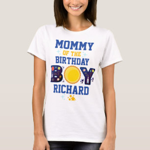 Mommy of the Birthday Boy Space    Planets Galaxy T-Shirt