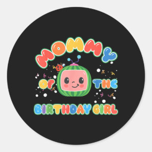 Mommy of The Birthday Girl Funny Melon Family Classic Round Sticker