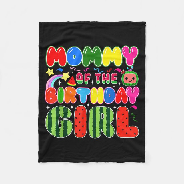 Mommy Of The Birthday Girl Melon Family Matching F Fleece Blanket (Front)