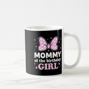 Mommy of the birthday girl pink bow family coffee mug