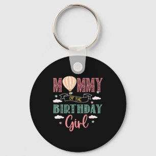 Mommy of the birthday girl shirt hot air balloon keychain