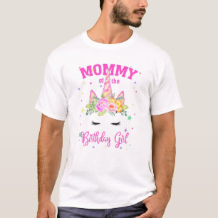 Mommy Of The Birthday Girl! Unicorn Face Theme Gif T-Shirt