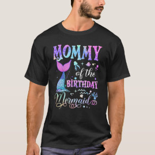 Mommy Of The Birthday Mermaid Girl Bday Party Squa T-Shirt