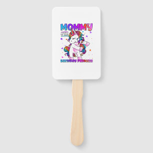 Mommy of the Birthday Princess Girl Flossing Unico Hand Fan