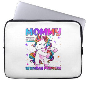 Mommy of the Birthday Princess Girl Flossing Unico Laptop Sleeve