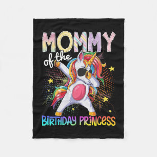 Mommy Of The Birthday Princess Unicorn Dabbing  Fleece Blanket