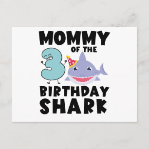 Mommy Of The Birthday Shark 3 years old Birthday Postcard