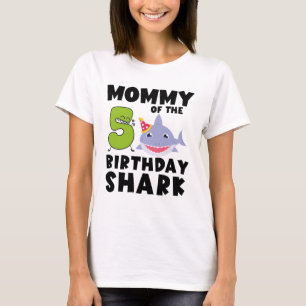 Mommy Of The Birthday Shark 5 years old Birthday T-Shirt