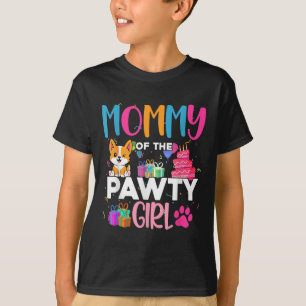 Mommy Of The Pawty Girl Corgi Dog Family Birthday  T-Shirt