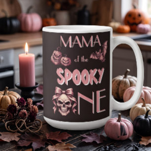 Mommy of the Spooky One Pink Skull and Bat Coffee Mug