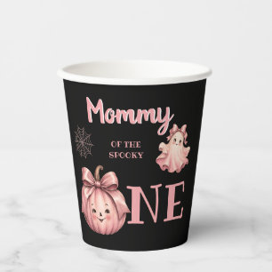Mommy of the Spooky One Pinkoween Retro Ghost Paper Cups