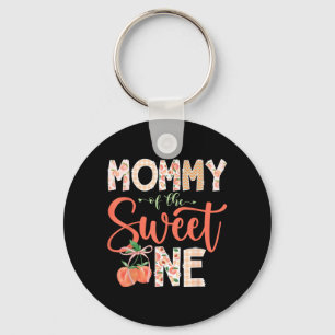 Mommy of The Sweet One Peach 1st Birthday Girl Keychain