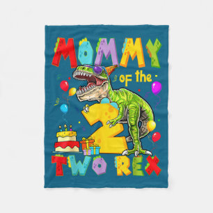 Mommy of the two rex 2nd birthday boy dinosaur fleece blanket
