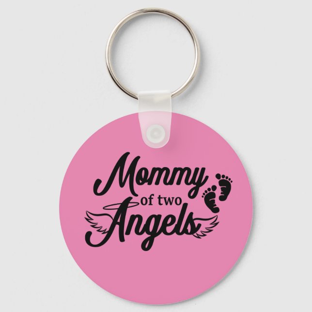 Mommy of Two Angels Twins Keychain (Front)