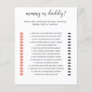 mommy or daddy baby shower game