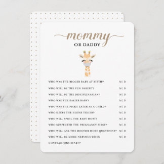 Mommy or Daddy - Baby Shower Game Enclosure Card