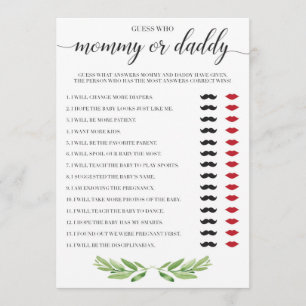 Mommy or Daddy Baby Shower Game Greenery Theme