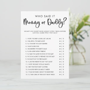 Mommy or Daddy baby shower game modern minimalist  Invitation